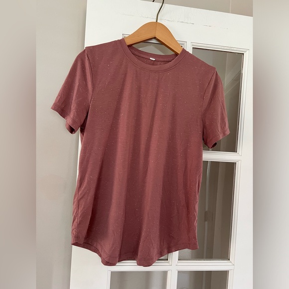 lululemon athletica Tops - LULULEMON Love Crew T-Shirt Spiced Chai Flecked White ss Crewneck Size 6 / 8